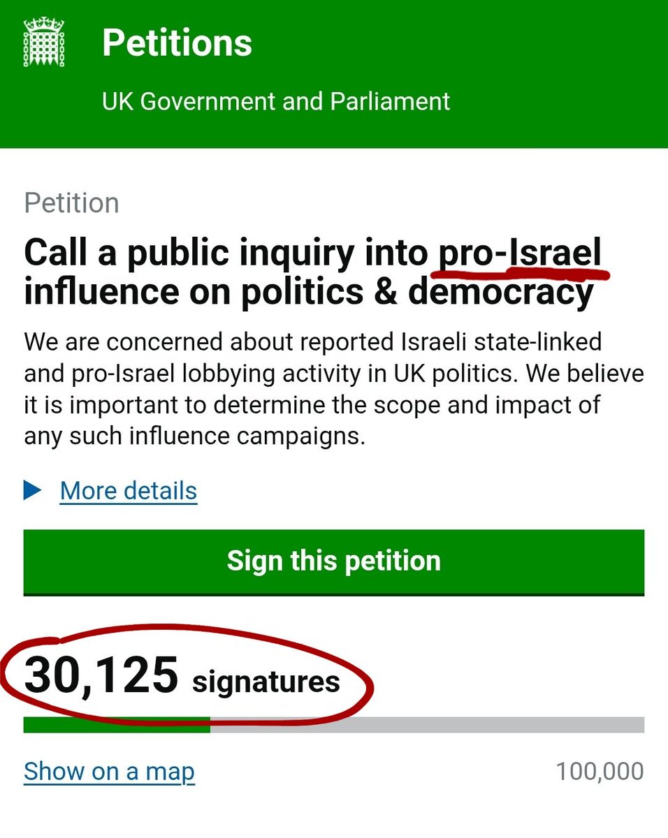 doctor_rahmeh's tweet image. Petition to investigate pro-'israel' influence in UK politics hit 30,000 signatures from 8,000 in just two days.

Russia equivalent petition has over 114,000.

These numbers should be the other way around. 70,000 signatures to go. Sign and share widely:
petition.parliament.uk/petitions/7526…