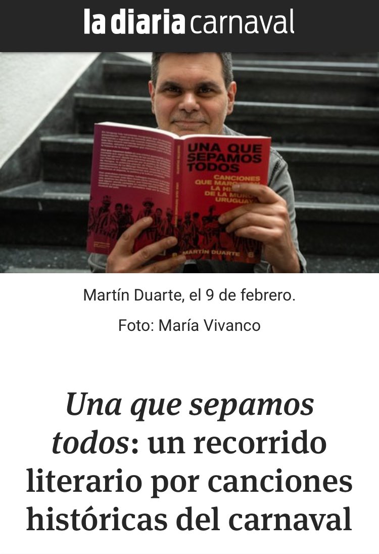 duarteok's tweet photo. Una que sepamos todos: un recorrido literario por canciones históricas del carnaval https://t.co/b0eUV6jgaI vía @ladiaria - @penguinlibrosuy https://t.co/EcBacE0H4J