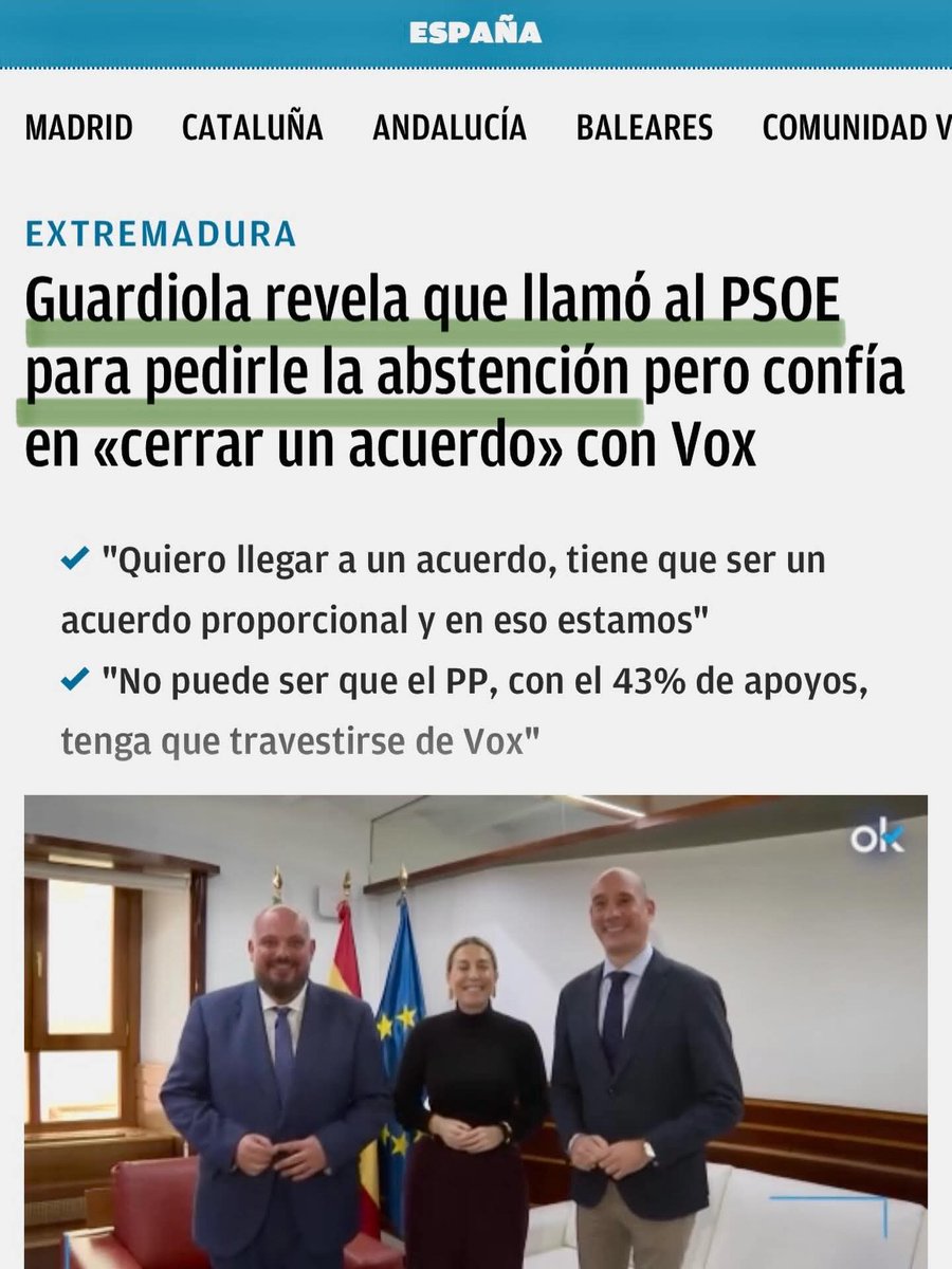 👉🏻 El objetivo de la tal Guardiola, es mantener encadenada Extremadura a <a href="/sanchezcastejon/">Pedro Sánchez</a> y al socialismo más corrupto y traidor. Suspira por echarse en brazos del <a href="/PSOE/">PSOE</a>  para que todo siga exactamente igual. 

👉🏻 <a href="/MGuardiolaM/">María Guardiola</a> como <a href="/JuanVivasLara/">Juan Jesús Vivas Lara</a> no pueden liderar ninguna