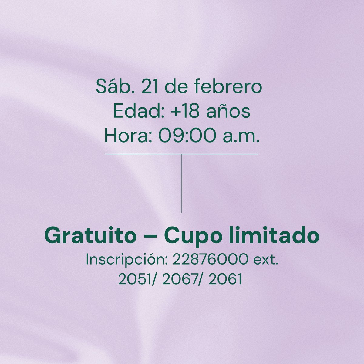🎨 ¡Descubrí la magia de la acuarela!
Te invitamos a participar del Taller creativo de Acuarela.

📅 21 de febrero | 🕘 9:00 a.m.
👥 +18 años | Cupo limitado | Actividad gratuita

📞 Inscribite llamando al 2287-6000 ext. 2051 / 2061 / 2067.