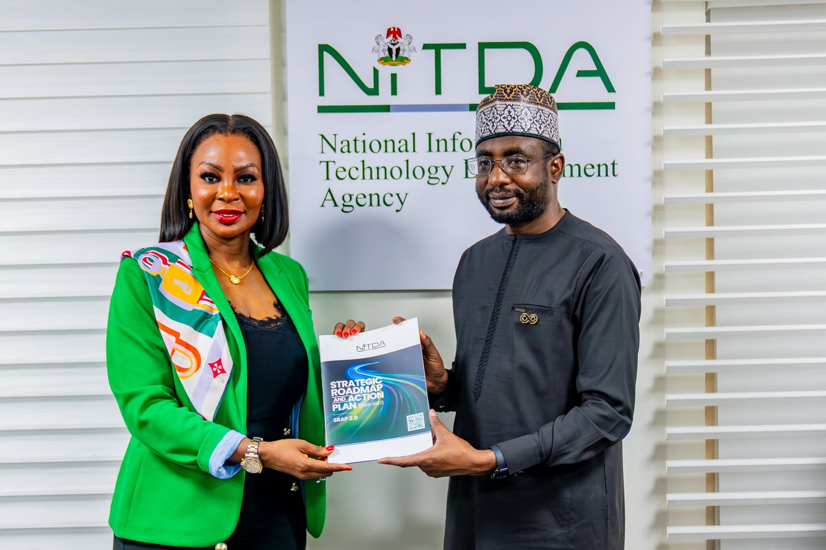 NITDANigeria's tweet photo. The Director General of NITDA, @KashifuInuwa, received the Managing Director of the South South Development Commission (SSDC), Ms. Usoro Akpabio, on a courtesy visit, reaffirming NITDA’s full commitment to partnering with the Commission.

The DG noted that SSDC’s objectives align with NITDA’s strategic roadmap, emphasising that digital literacy and talent development remain the foundation of Nigeria’s digital economy, with a national target of 95% digital literacy by 2030 and an interim goal of 70% by 2027.

Inuwa highlighted NITDA’s ongoing interventions in digital skills for students, civil servants, NYSC members, and youth, stressing that technology is no longer a vertical sector but a critical enabler across all areas of the economy from energy and agriculture to finance, security, and governance.

He further underscored the importance of strengthening cybersecurity, building trust in digital platforms, revitalising existing ICT infrastructure, and fostering innovation and startup ecosystems that create jobs and solve local challenges.

Assuring the SSDC of NITDA’s support, he stated that collaboration, coordination, and shared implementation frameworks are essential to achieving inclusive digital transformation, adding that ‘no institution can succeed in isolation,’ and pledged that NITDA will work closely with the Commission to deliver sustainable, people centred digital development across the South South region.