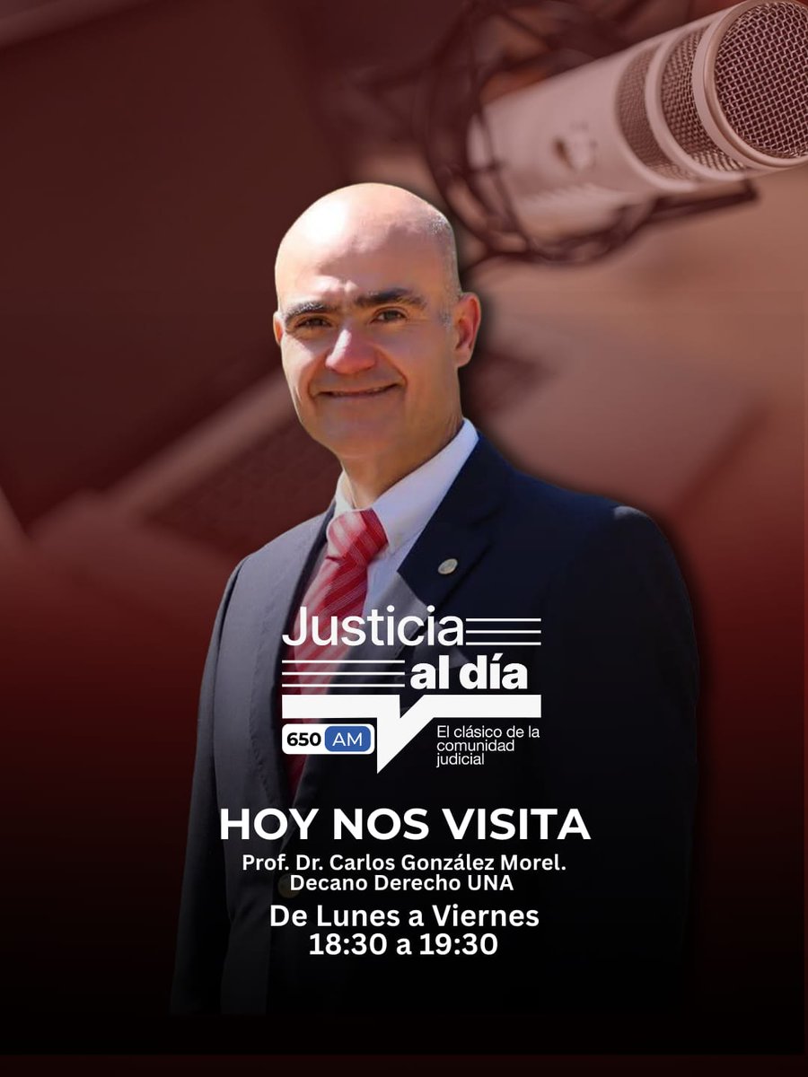 ⚖️Hoy, en #JADpy nos visita el Decano de <a href="/UnaDerecho/">Derecho UNA</a> Prof. Dr. Carlos González Morel. 

⏰️Desde las 18:30 h por <a href="/latribu650am_py/">La Tribu 650AM</a> 

#LatribuAM #650AM