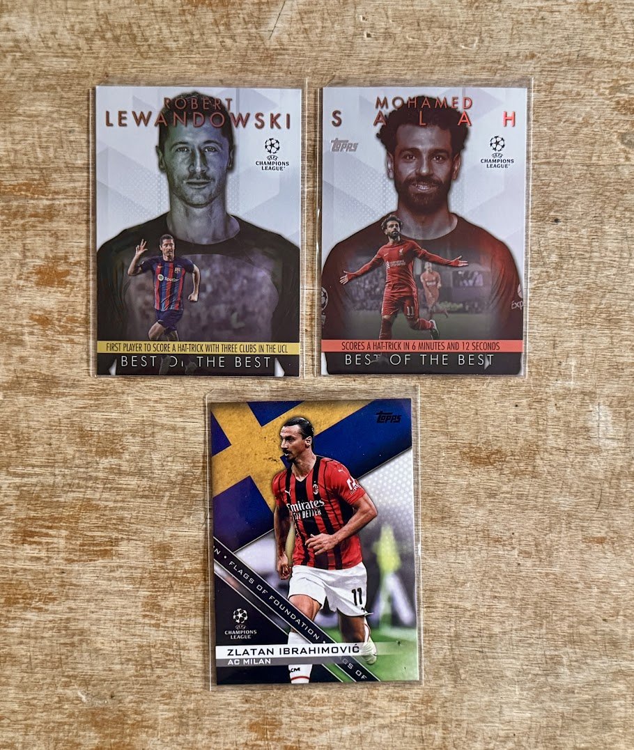 Topps Flagship Inserts:  Zlatan, Salah and Lewandowski

$1 each, take all 3 for $2

*See pinned tweet for shipping, etc
Stack min $10
#TSSS #GiuntaStack