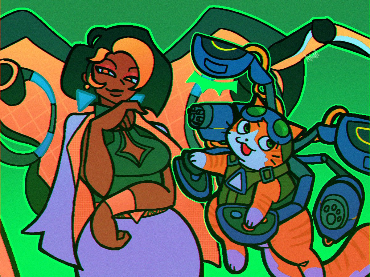I can't play OW today so I drew Domina and Jetpack Cat because I'm excited to play as them ^^
#OverwatchFanart 
#Overwatch2
#Overwatch