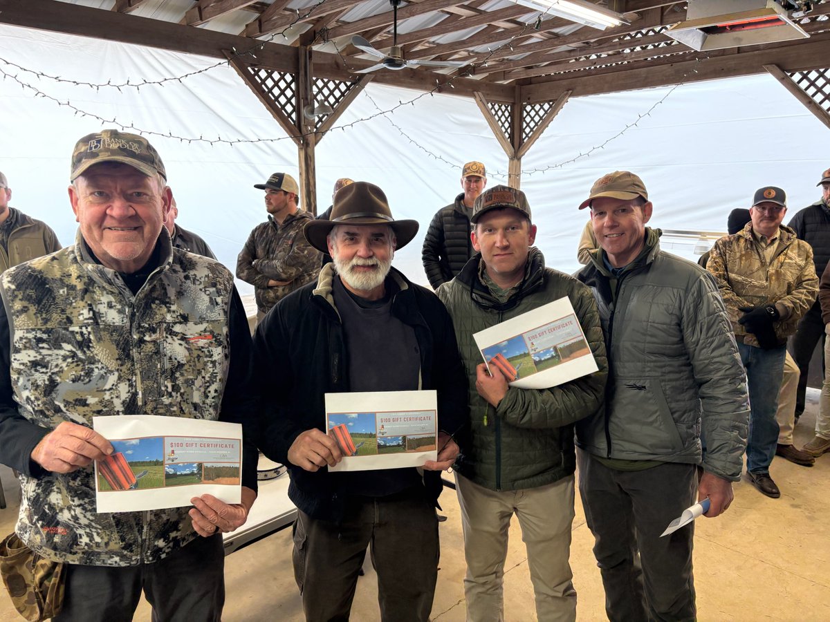 Congratulations to the Bank of Dudley team on winning the Georgia Bankers Association's PAC Sporting Clays Tournament. The bank's team consisted of Sam Beall, Hunter Beall, Paul Stevenson, and Lee Whitaker. Hunter Beall also won the Long Bird Contest.