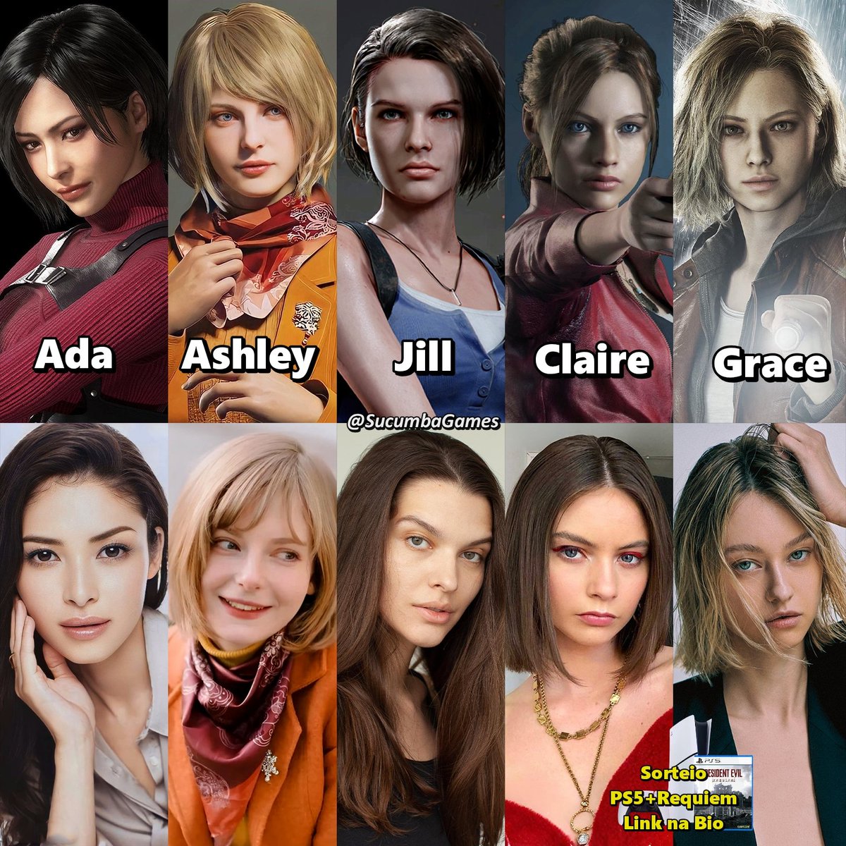 As modelos de Rostos das mulheres do Resident Evil