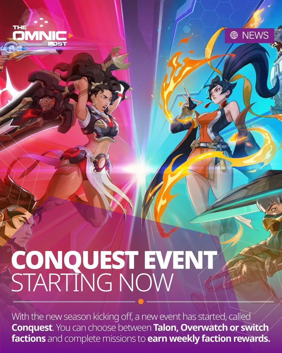 omnicpost's tweet image. With the new season kicking off, a new event has started, called Conquest. You can choose between Talon, Overwatch or switch factions and complete missions to earn weekly faction rewards. #Overwatch #Conquest #Factions