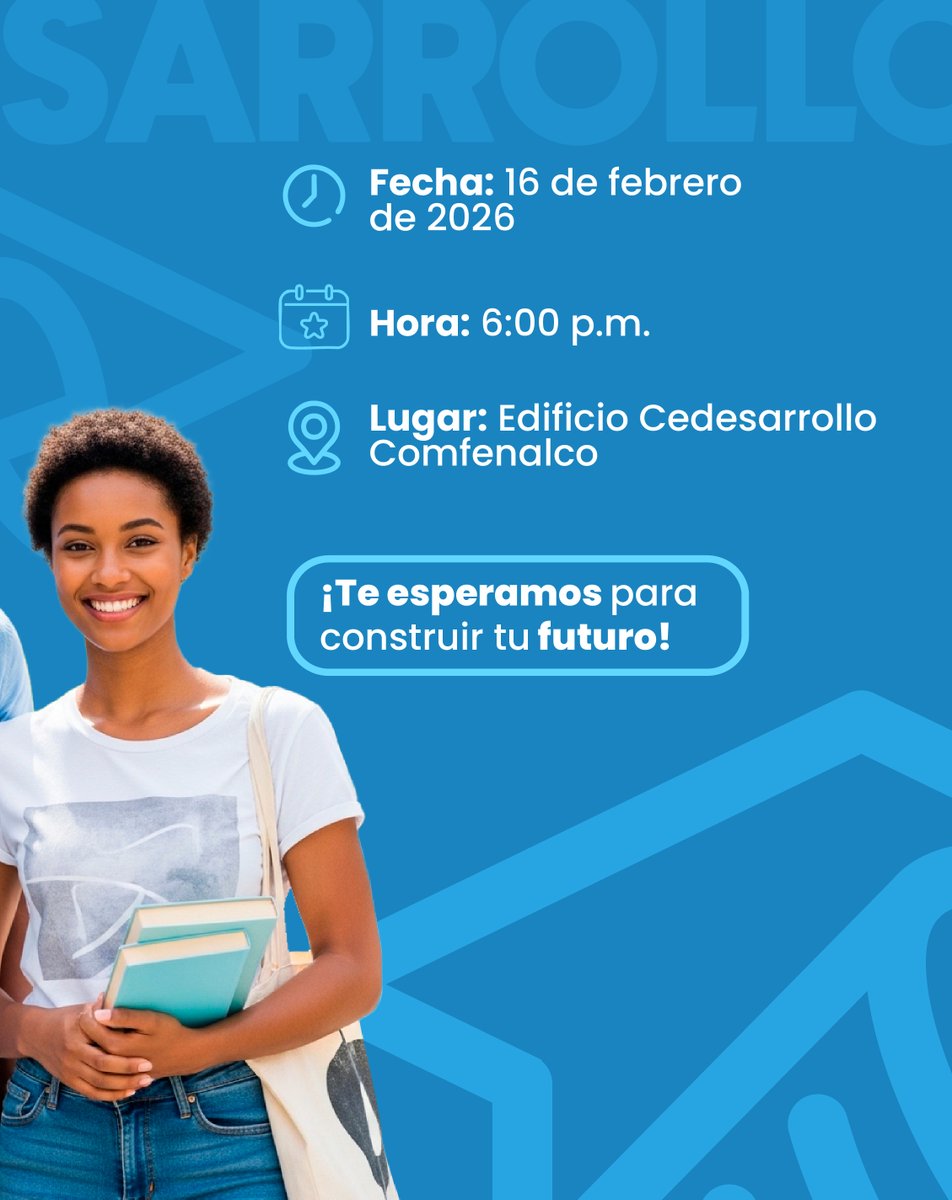 📚¡Inducción estudiantes nuevos de Cedesarrollo Comfenalco! ¡Bienvenidos a esta nueva etapa!

Te esperamos el próximo lunes 16 de febrero, un espacio para comenzar a construir sueños, metas y proyectos de vida.

📍 Lugar: Cedesarrollo Comfenalco
🕛Hora: 6:00 p.m. 
💡 ¡Tu camino