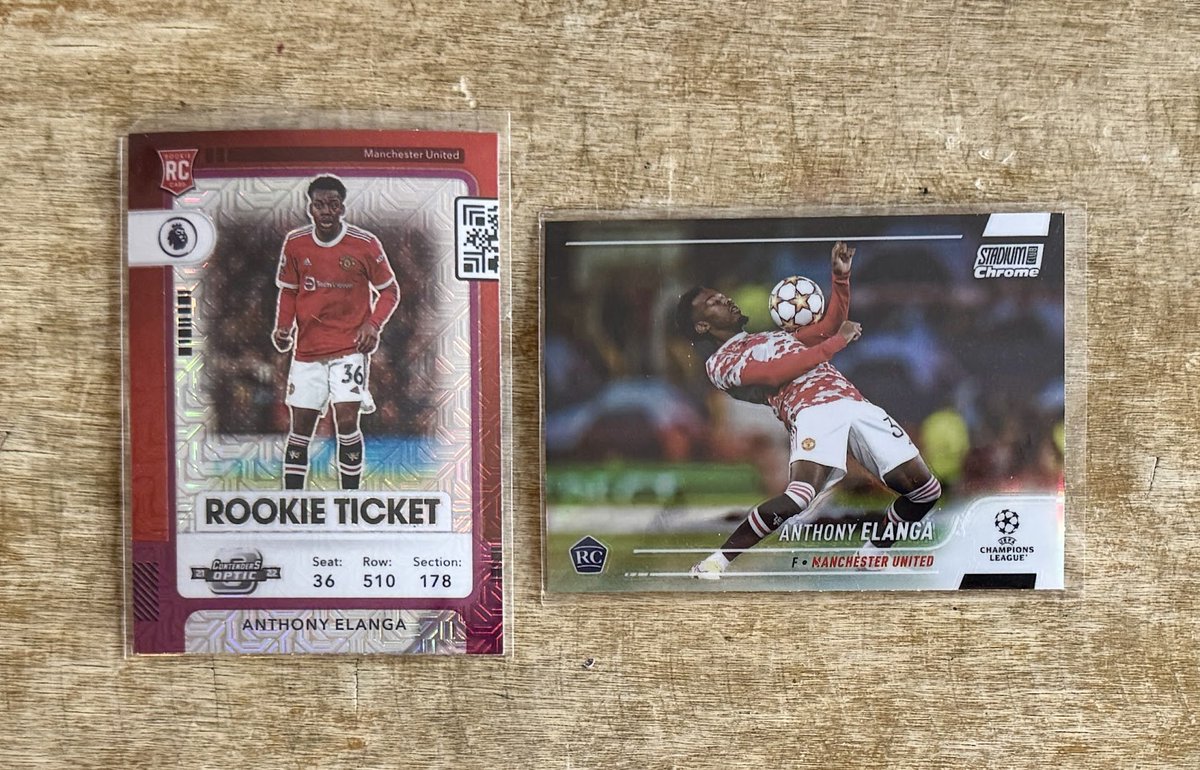 Anthony Elanga Rookie lot:  Red Mojo Rookie Ticket and SCC Refractor

$5

*See pinned tweet for shipping, etc
Stack min $10
#TSSS #GiuntaStack