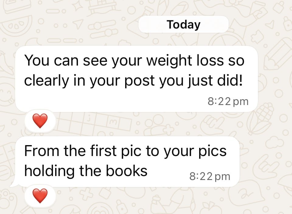 One of the nicest comments I got from a friend in response to this post when I put it on Instagram 🥰

(First picture was May 2025; other photos with books were February 2026)