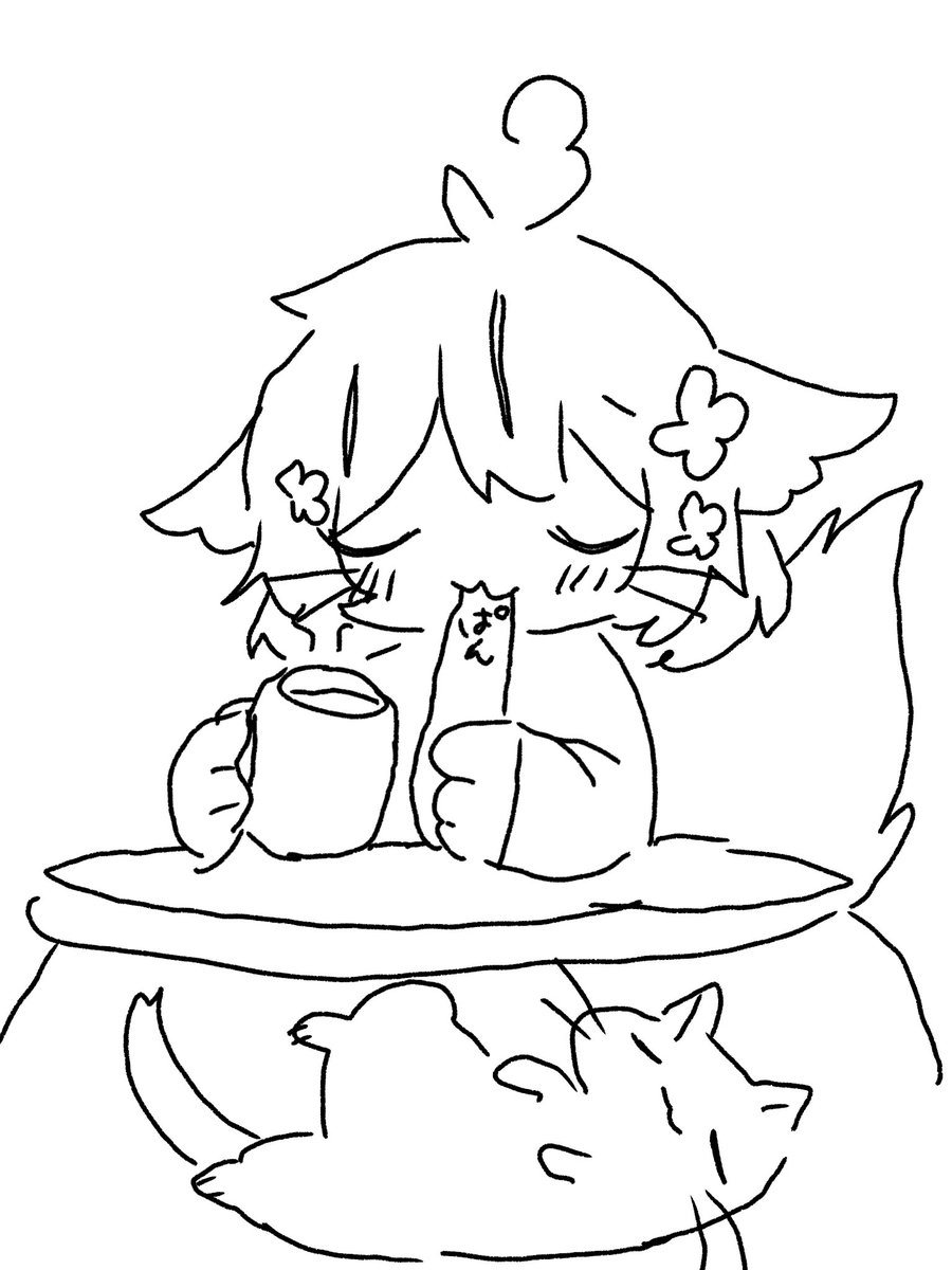 ふたたび早起きに成功し 優雅な朝を過ごすにゃちとﾈｯｺ