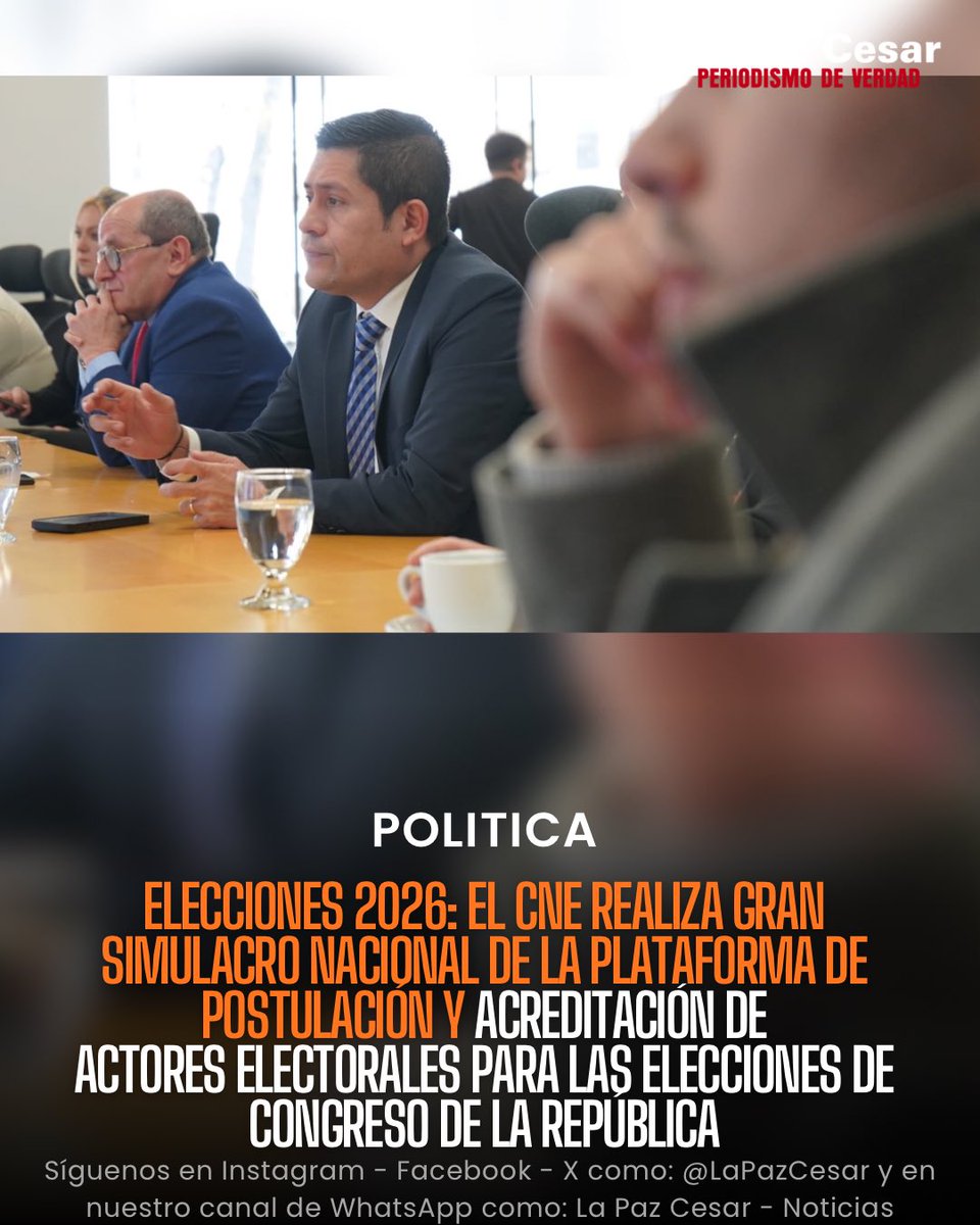 #Politica 

Elecciones 2026: el CNE realiza gran simulacro nacional de la Plataforma de Postulación y Acreditación de Actores Electorales para las elecciones de Congreso de la República

facebook.com/share/p/1Dn9SE…