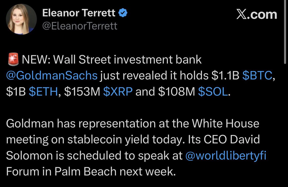 GOLDMAN SACHS HOLDS $153M IN $XRP 

💥WALL STREET IS LOADING UP💥