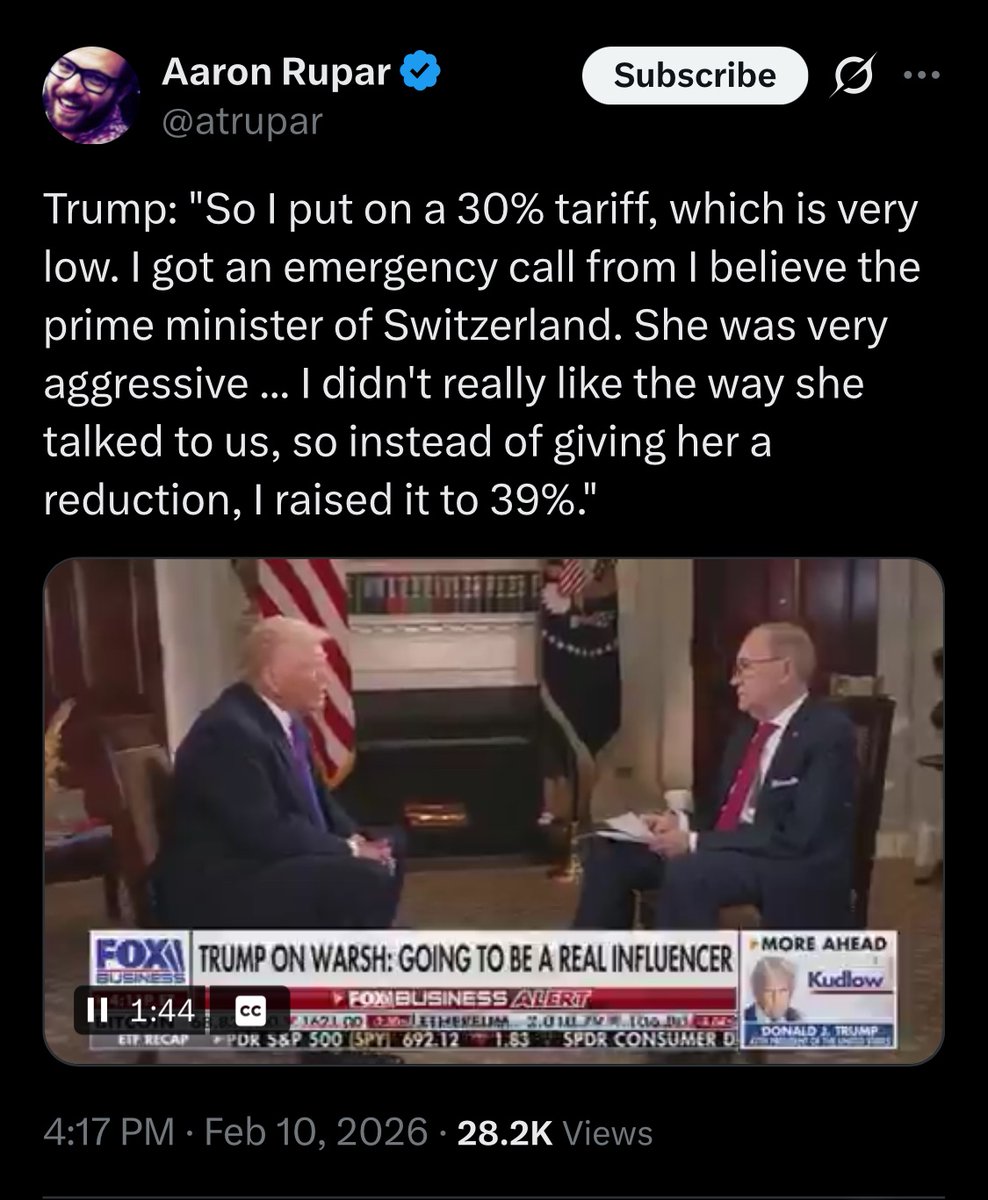 KeithOlbermann's tweet image. Switzerland doesn't have a Prime Minister. 

It has a confederation president. He's a guy

WE have a president, but his brain is broken