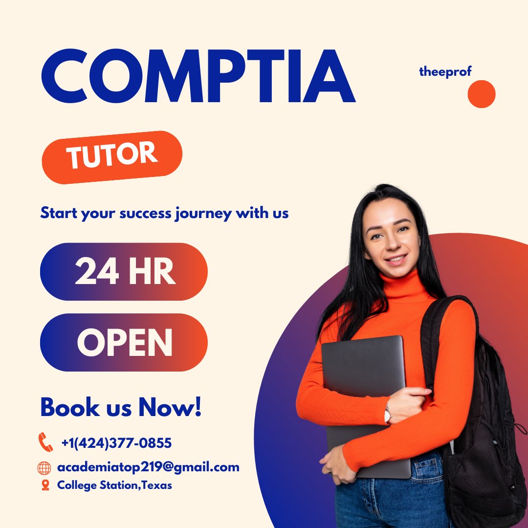 _theeprof's tweet photo. Whether you’re new to IT or upgrading your skills, our CompTIA tutoring gets you certified — fast and confidently.
📲 Contact: +1 (424) 377-0855
#CompTIAOnline #StudyIT #APlusNetworkPlus #SecurityPlusOnline #ITTutors #CyberSecurityLearning #OnlineTraining #StudySmart https://t.co/ahn9L1lsqv