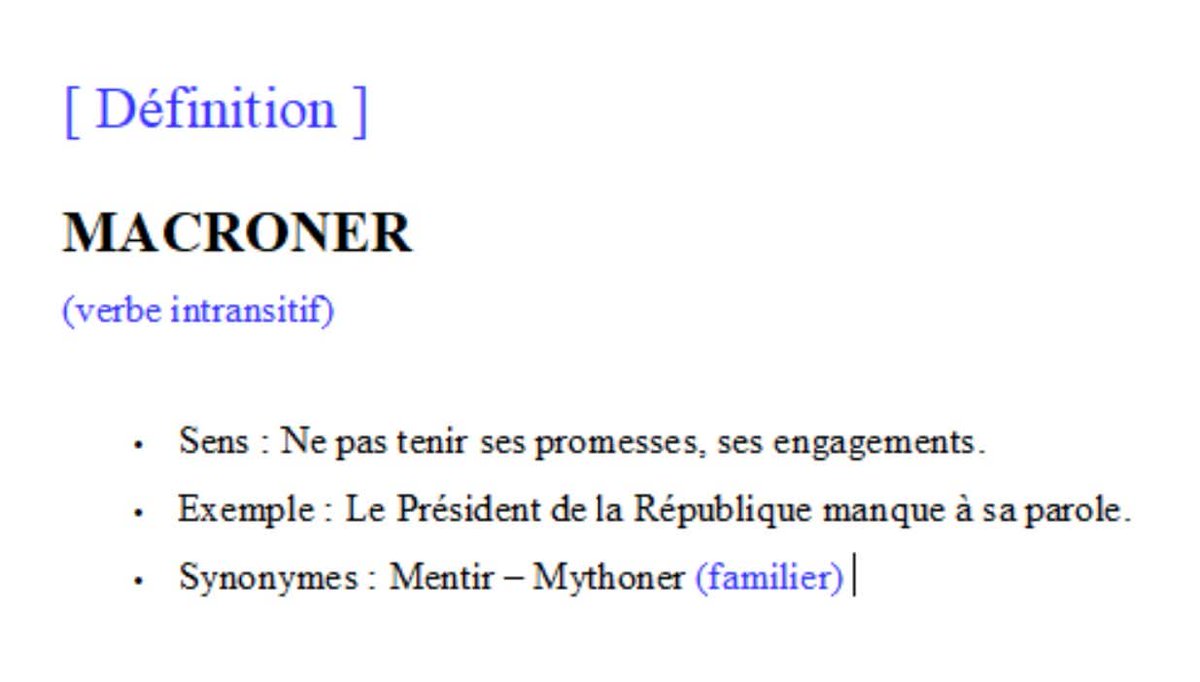 Axisse's tweet image. MACRONER [ Définition ]