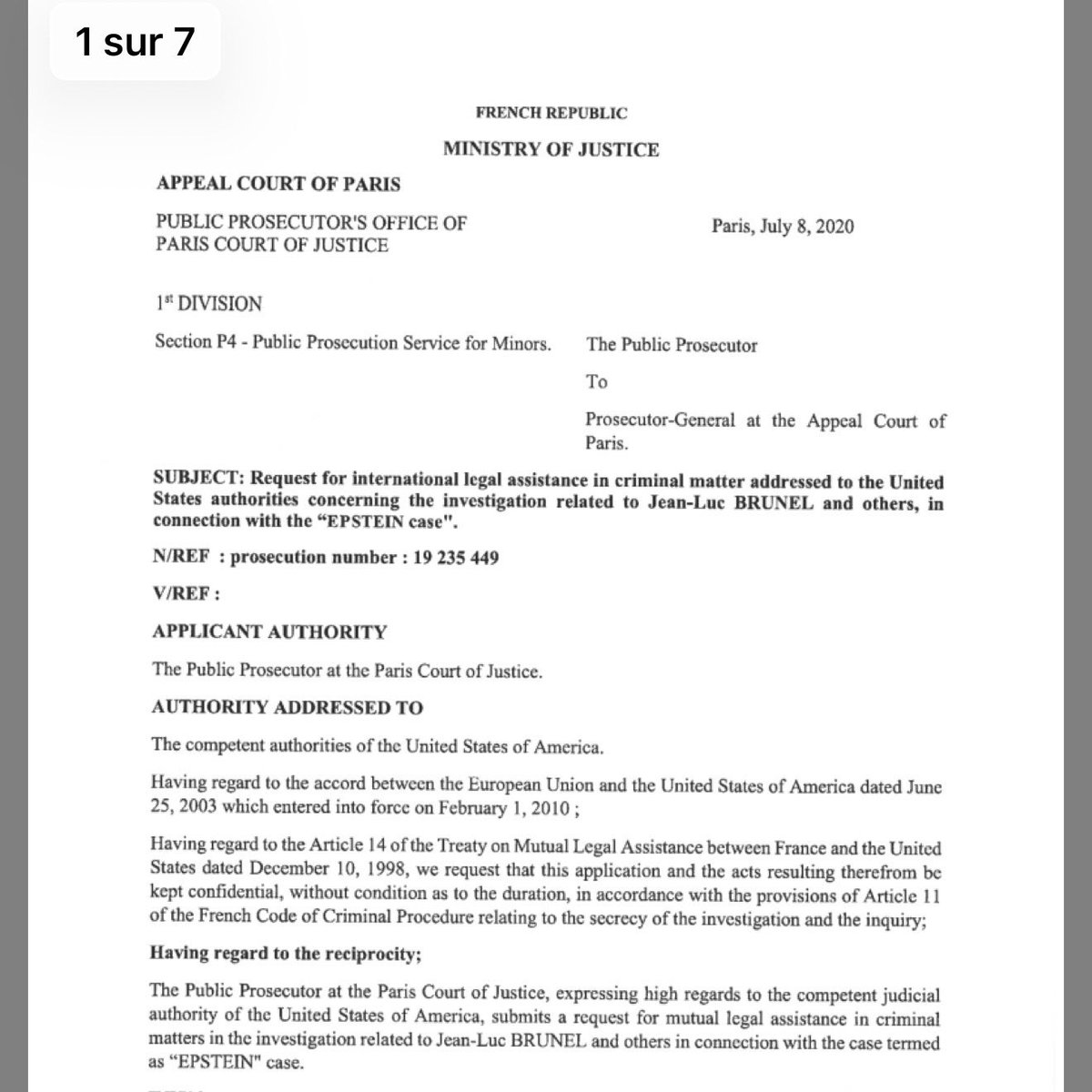 Document d'entraide judiciaire française