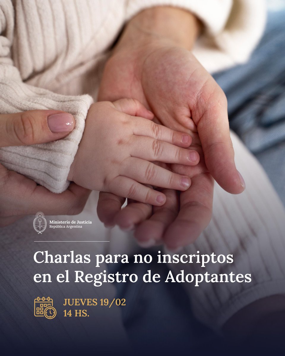 Para todos aquellos que estén interesados en el proceso de adopción y aún no están inscriptos, el Registro de Adoptantes de la Secretaría de Justicia organiza charlas informativas virtuales.

Conocé fechas, modalidades e inscribite desde el siguiente enlace:

 👉