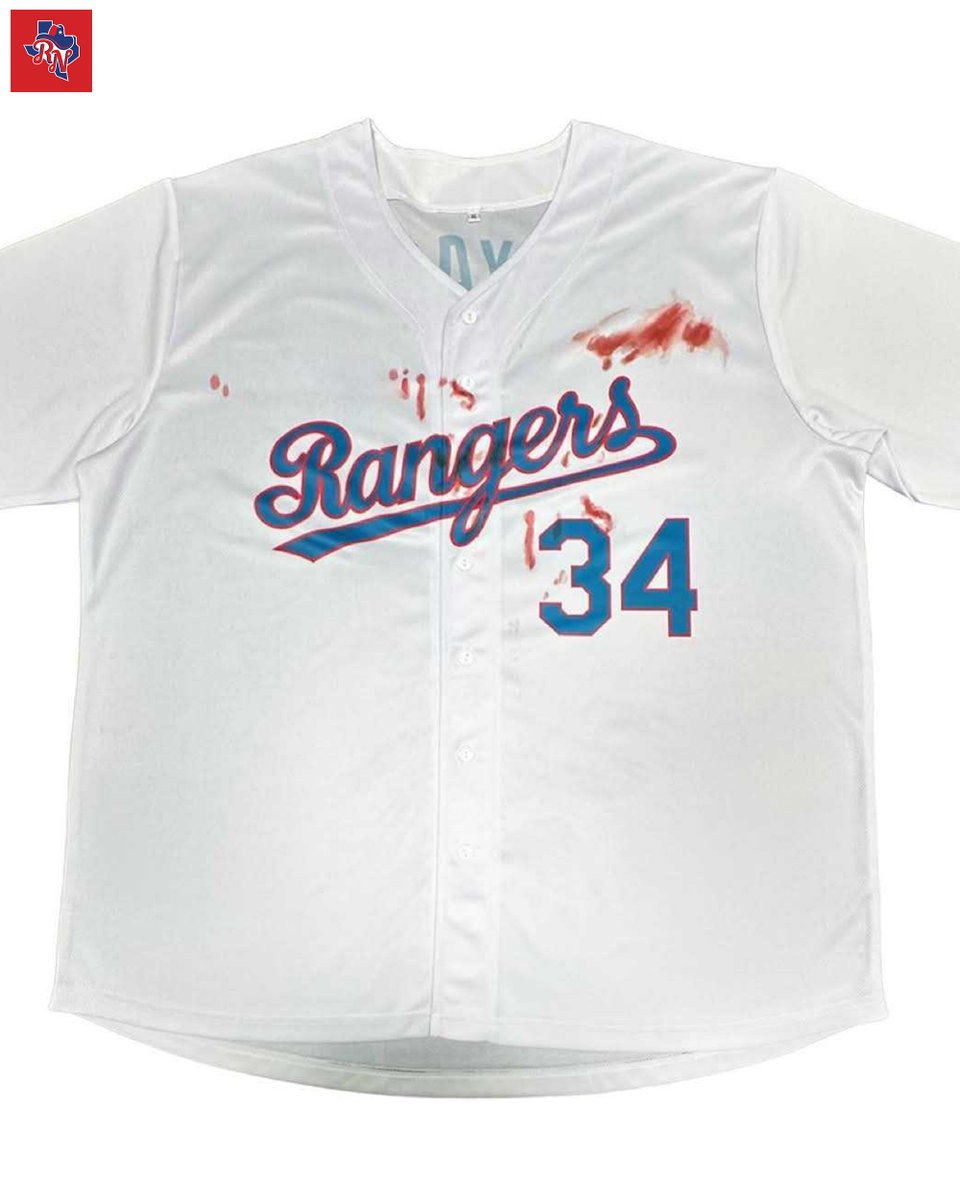 Rangers__Nation's tweet photo. The Rangers are giving away these replica Nolan Ryan bloody jerseys May 29 vs the Royals https://t.co/1Kyk8XyFmb