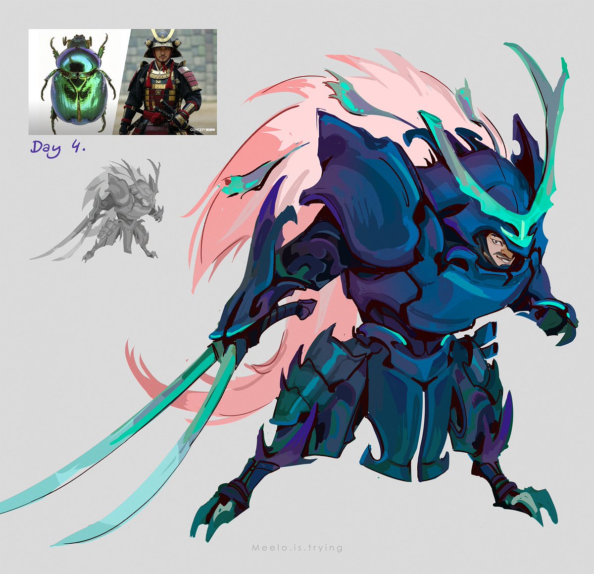 Day 3 &amp; 4 of the conceptcore february challenge! 🦎🪲#characterdesign