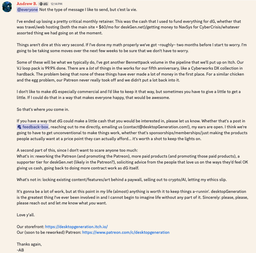 A longer post on this, from our Discord.
-AB