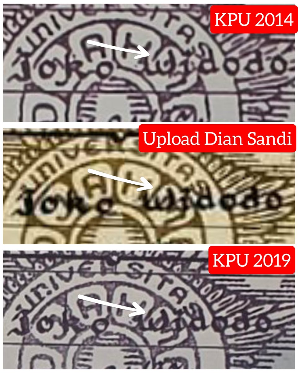 𝗣𝗘𝗥𝗠𝗜𝗦𝗜

Saya awali dulu ya, silahkan teman² yg lain menambahkan temuannya

Salinan KPU 2014 tidak identik dengan hasil upload Kader Partai Ga ada ijazah &amp; Salinan KPU 2019

Perhatikan garis yg dikasih 
tanda panah 𝗪𝗔𝗥𝗡𝗔 𝗣𝗨𝗧𝗜𝗛 

⚠️👇👇👇