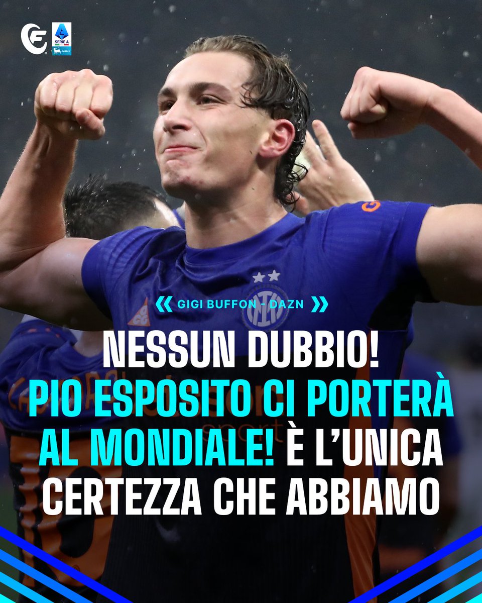Fantacalcio's tweet image. Gigi Buffon incorona Pio #Esposito come unica certezza azzurra ⚽

Nessun dubbio per l'ex portierone della nazionale, sarà la punta nerazzurra a guidarci e portarci al mondiale! Concordate? 👇