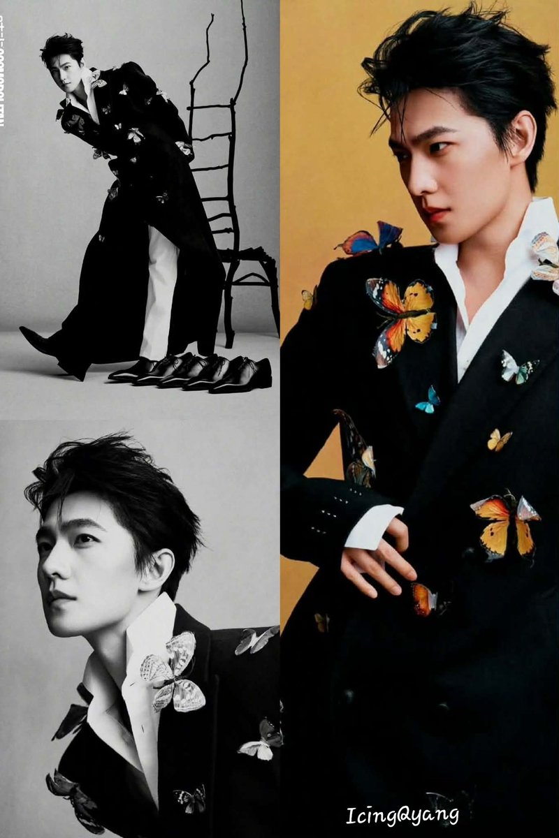 icingquinyang2's tweet photo. I have butterflies in my tummy but #YangYang杨洋 has them colorfully attached to his striking black robes. #butterfliesarefree #godofvisuals for the February #cosmopolitan magazine. https://t.co/PIUvIcCYJl