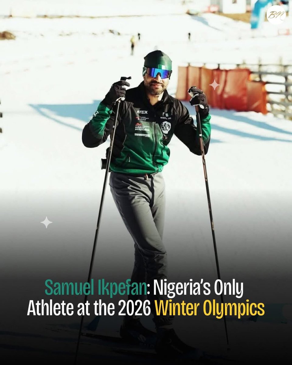 Cross-country skier Samuel Ikpefan, born and raised in France to a Nigerian father, stands as Nigeria’s sole representative at the 2026 Winter Olympics in Milano-Cortina.

Having proudly carried Nigeria’s flag during the opening ceremony, just as he did in Beijing 2022, he