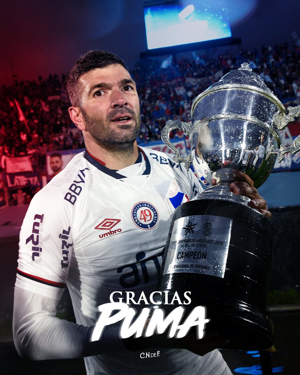 Nacional's tweet photo. Tu paso por Nacional dejó goles, compromiso y un Campeonato Uruguayo que quedará en la historia.

Gracias por defender esta camiseta con tanta entrega y dedicación.

¡Felicitaciones por tu carrera y éxitos en esta nueva etapa, Puma! 💙🤍❤️ https://t.co/kkCe9EbfEx