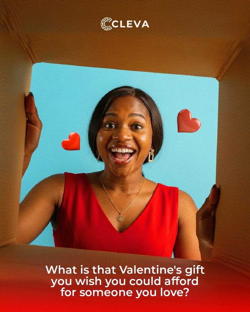 clevabanking's tweet photo. Valentine’s Day is almost here and love is in the air.❤️
What’s something you wish you could afford for someone you love?
Let’s know in the comments. Cleva might just pay for it.☺️
#valentinesday2026 #cleval #valentineiscoming https://t.co/ZdDsd7eo93