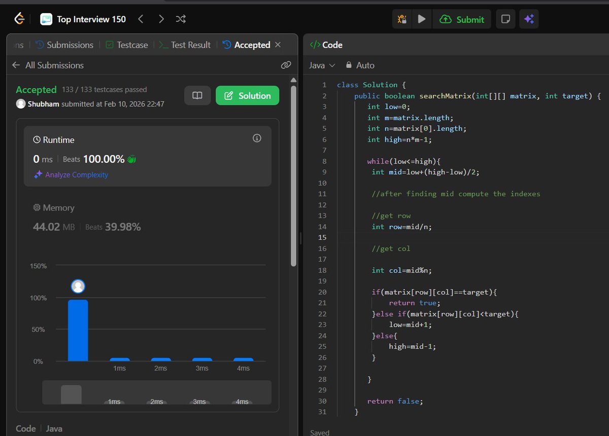 Day45 Of #100DaysOfCode Leetcode-74: Search a 2D Matrix #Leetcode #Java ...