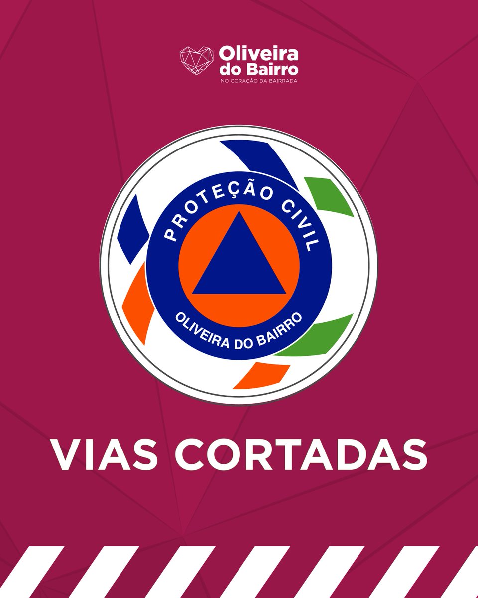 Informamos que foram encerradas ao trânsito as seguintes vias, devido ao aumento do nível das águas:

Freg. #OliveiradoBairro
- R. Ortigal
- R. Principal da Murta
- R. Ameixéla / R. Passagem de Nível
- R. Bunheira

Freg. #Oiã
- R. Escola C+S

ℹ️ cm-olb.pt