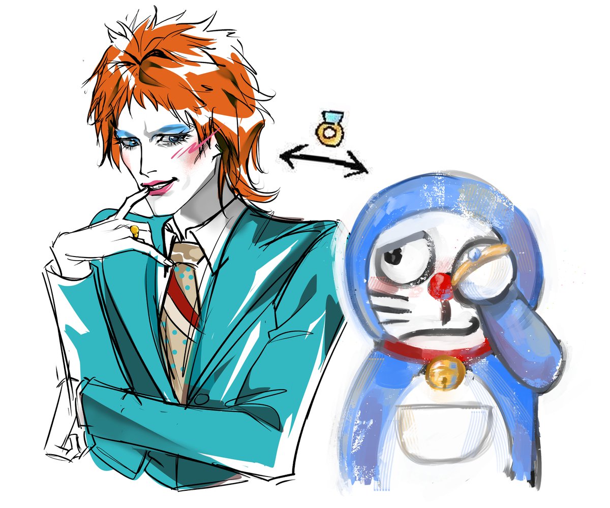 UshiGOW's tweet photo. Collab without telling eachother who we're drawing 😭@ZhuongCh https://t.co/oxPdy0Let3