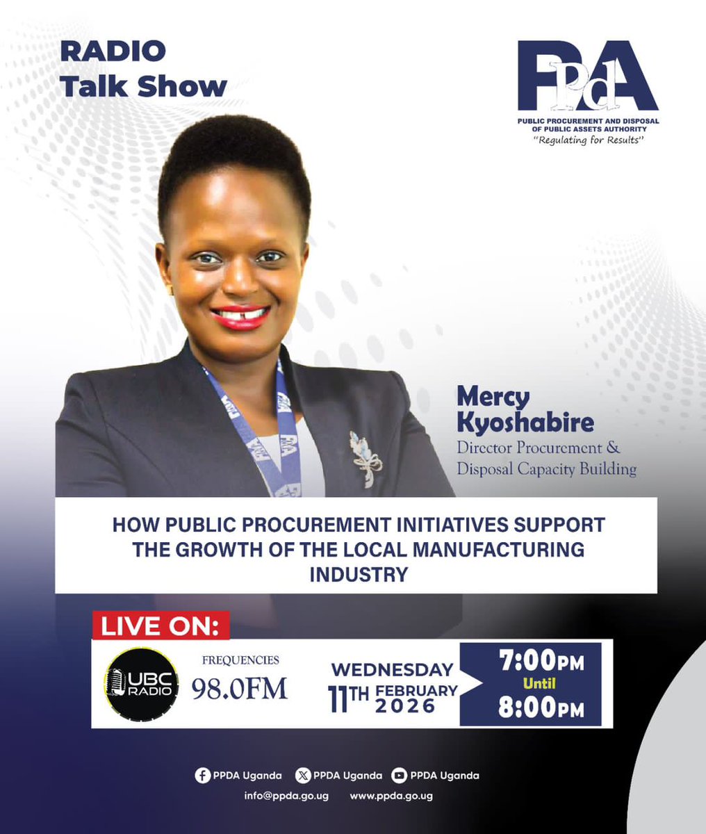 ArthurCliveB's tweet photo. Pliz tune in as our own Mercy takes us thtough public procurement intiatives that support local manufacturing. @URSBHQ @StatisticsUg @ugandainvest @PSF_Uganda @UWEAL_Ug @ProcuremateU https://t.co/xWlEQTgsi1