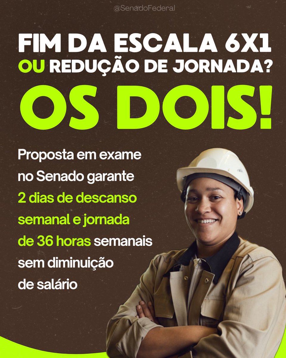 A redução da jornada de trabalho está pronta para ser votada pelo Senado e é uma das prioridades do governo em 2026. Saiba mais www12.senado.leg.br/noticias/infom…