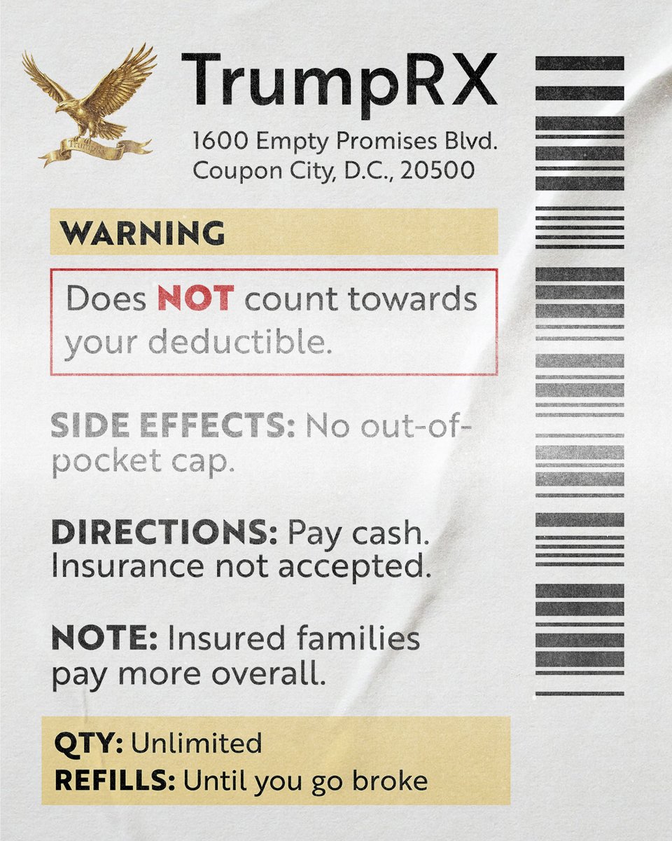 TrumpRX sounds like savings, but there's a catch. If you use it, your prescription drug costs don't count towards your deductible or your out-of-pocket max. 

For most insured families, that means paying more over the year, not less. Real fixes lower drug prices and protect