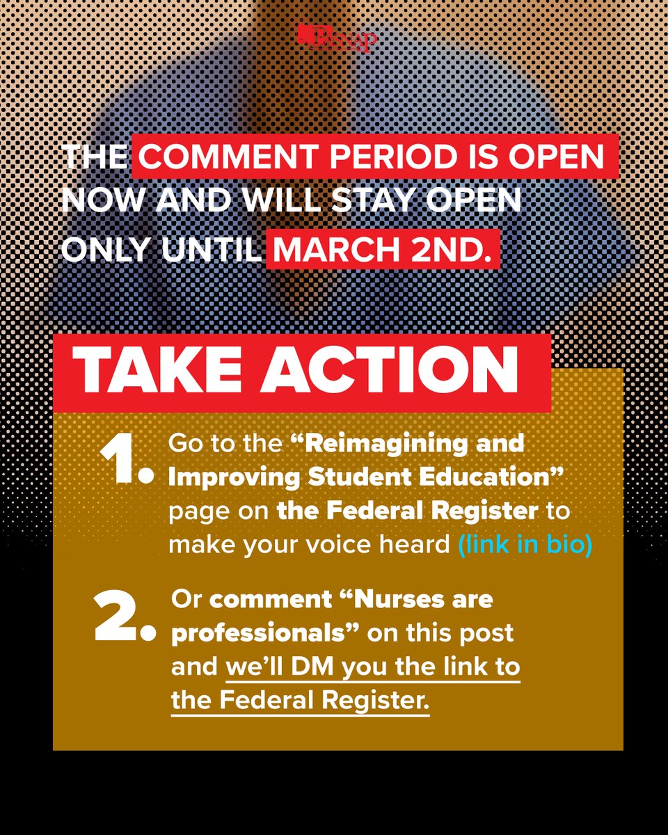 PennaNurses's tweet image. Calling all nurses or nursing students – we only have until MARCH 2nd to take action!

✅ Submit a public comment to let the Department of Education know nurses ARE professionals (link in bio) #nursesunite