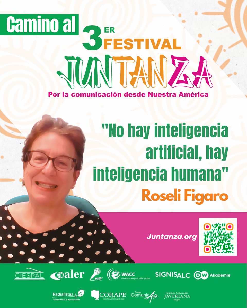 ciespal's tweet photo. 🚶‍♀️🚶 Camino al 3er #FestivalJUNTANZA
Roseli Figaro reflexiona críticamente sobre la IA, sus impactos éticos, ambientales y las desigualdades que genera en un mundo donde el acceso al agua es un derecho vulnerado.
Video▶️ https://t.co/yXcUnPCaQM 
Info👉https://t.co/Jt2RxW22Bj https://t.co/XTu765MB4i
