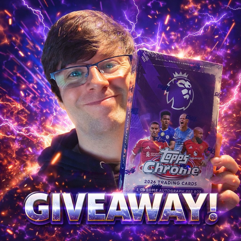 GIVING AWAY A PREMIER LEAGUE 2026 TOPPS CHROME HOBBY BOX! (worth approx. £250)

Just like/retweet and follow and reply "DONE!"

Will pick a winner on Friday the 13th!