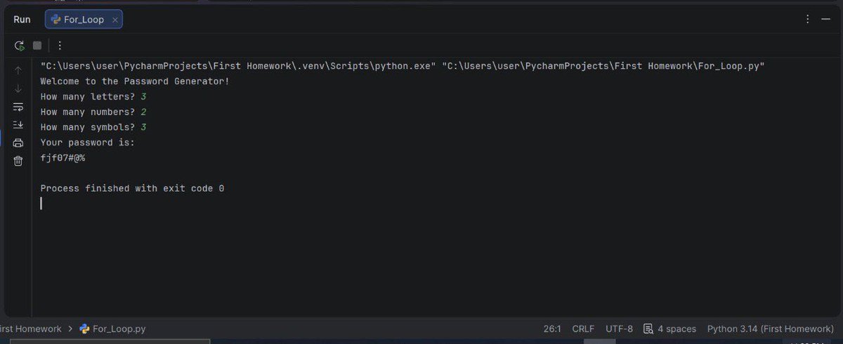 Mary_cti's tweet photo. Just learned how to generate random passwords using #ForLoop. It is very interesting to find out how random passwords suggested by your device are actually created. So excited to learn more with @CodeToInspire ✨
#WomenInTech 
#programming #AfghanGirlsCode
#python https://t.co/bRjNG1GgJi