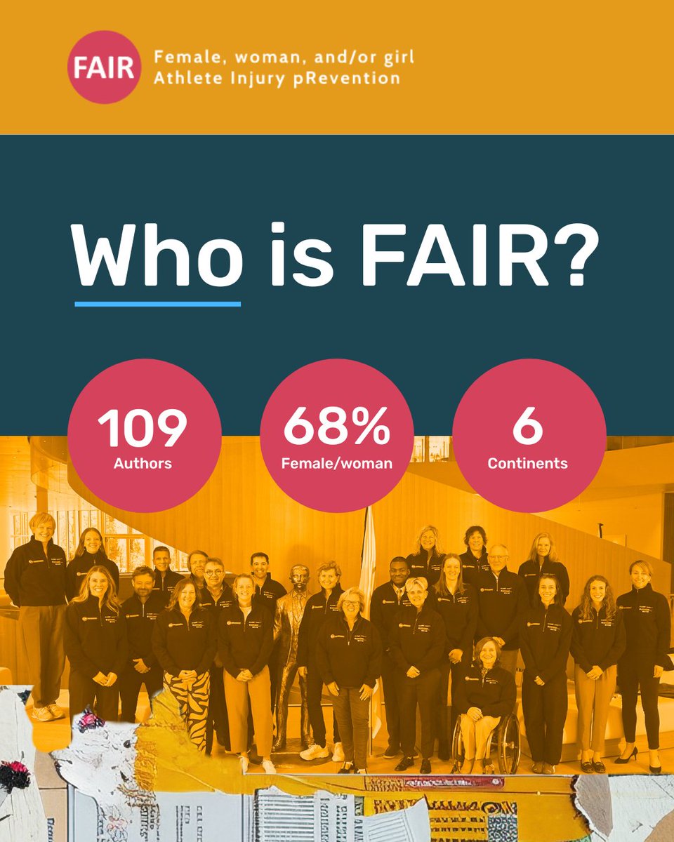 BJSM_BMJ's tweet photo. Female, woman, and/or girl Athlete Injury pRevention #FAIRconsensus

FAIR is a global effort to improve injury prevention in female, woman, and/or girl sport by turning research and real-world experience into clear, practical recommendations.

Learn more🔗 https://t.co/oV1WaPcftc https://t.co/b1w0gvyemg