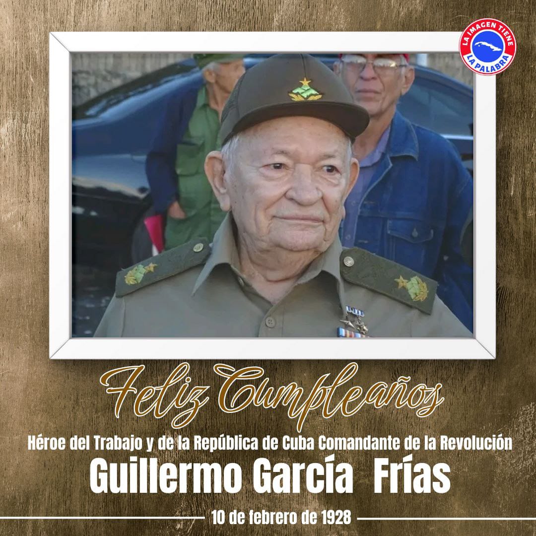 Desde el <a href="/GecomSanctiSp/">GECOMSantiSpíritus</a> enviamos una calurosa felicitación al Comandante del Ejército Rebelde Guillermo García Frías en su 98 cumpleaños. 
#SanctiSpíritusEnMarcha