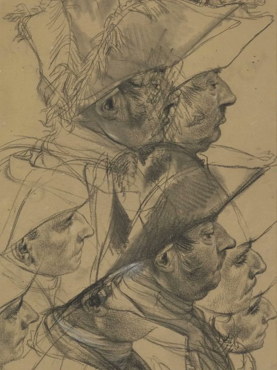mike_boreas's tweet image. Study of Eight Heads, Adolph Menzel. c. 1884.