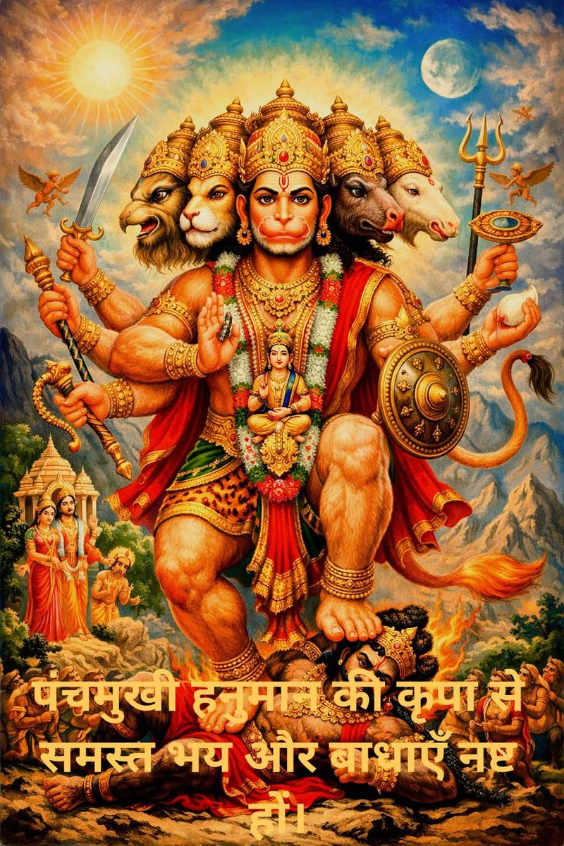 Miss_neha123's tweet photo. 🙏 जय पंचमुखी हनुमान जी 🙏
पञ्चवक्त्रं महावीरं सर्वशत्रुनिवारणम्।
अञ्जनासूनुं भजाम्यहं वायुपुत्रं महाबलम्॥
नरसिंहं गरुडं चैव वराहं हयवदनम्।
वानरं च स्मरेन्नित्यं सर्वसिद्धिप्रदायकम्॥
आपका यह पावन स्वरूप आज हमारे दिन को
बल, बुद्धि और सुरक्षा से भर दे।

शुभ रात्रि 😴🚩

🙏 ऐसे ही भक्तिमय पोस्ट के लिए
👉 Follow जरूर करें 🚩