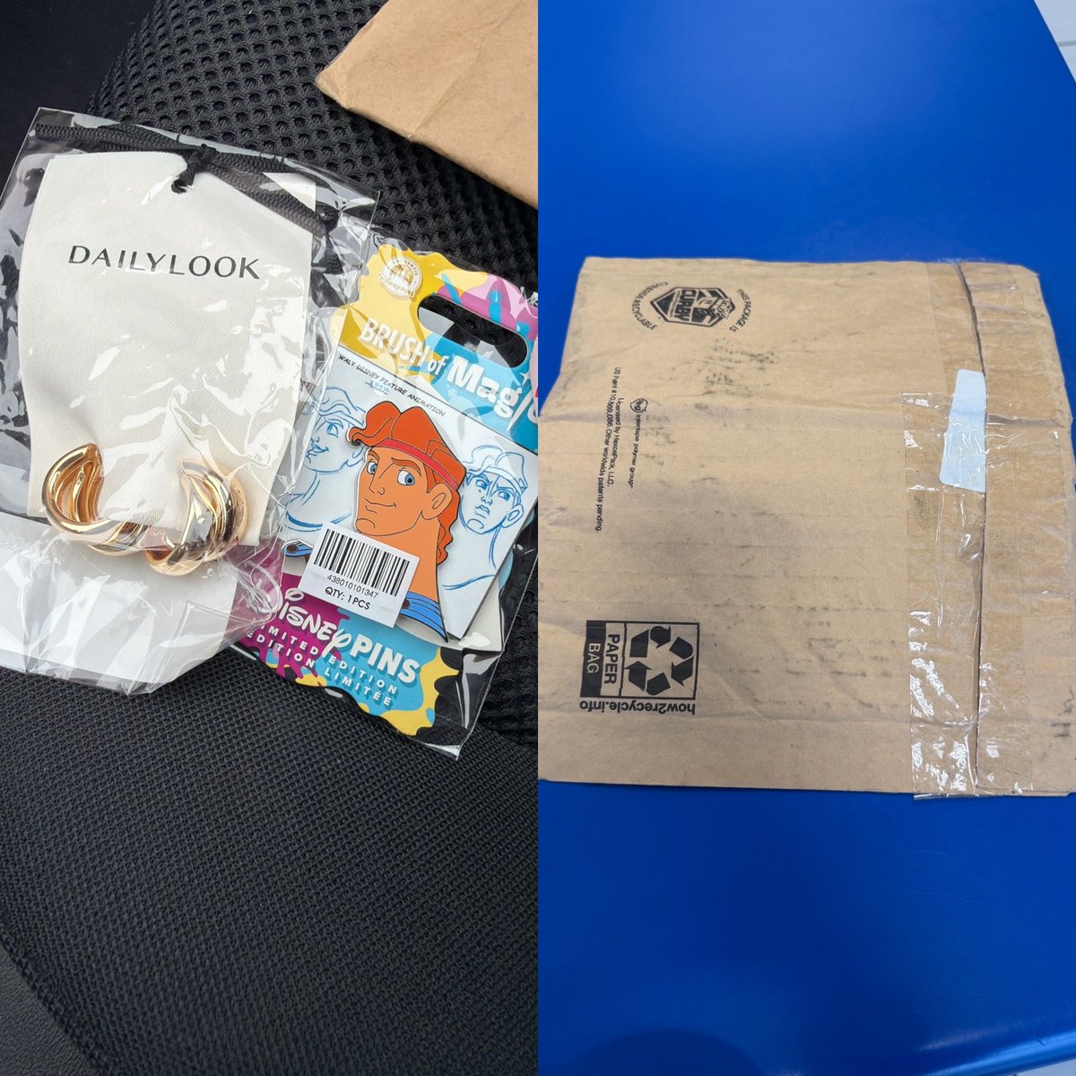 blclionkth's tweet photo. UPS Ground Saver → USPS delivery arrived tampered with. Disney pins stolen, replaced with earrings. USPS theft report filed. 

@UPS Please log as package theft/tampering. NOT seeking reimbursement. UPS Claims not applicable per Ground Saver policy —just want reported! https://t.co/iGVnt85XA4