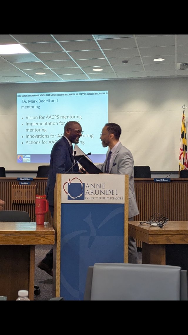 AACPSComSchools's tweet photo. National Mentoring Month Appreciation Superintendent Mark T. Bedell was recognized with the Mentorship Award now named in his honor. An inspiring celebration of the power of mentorship and the lasting impact it has on our students, schools, and community #CommunitySchools #AACPS https://t.co/qcnLklBU4k