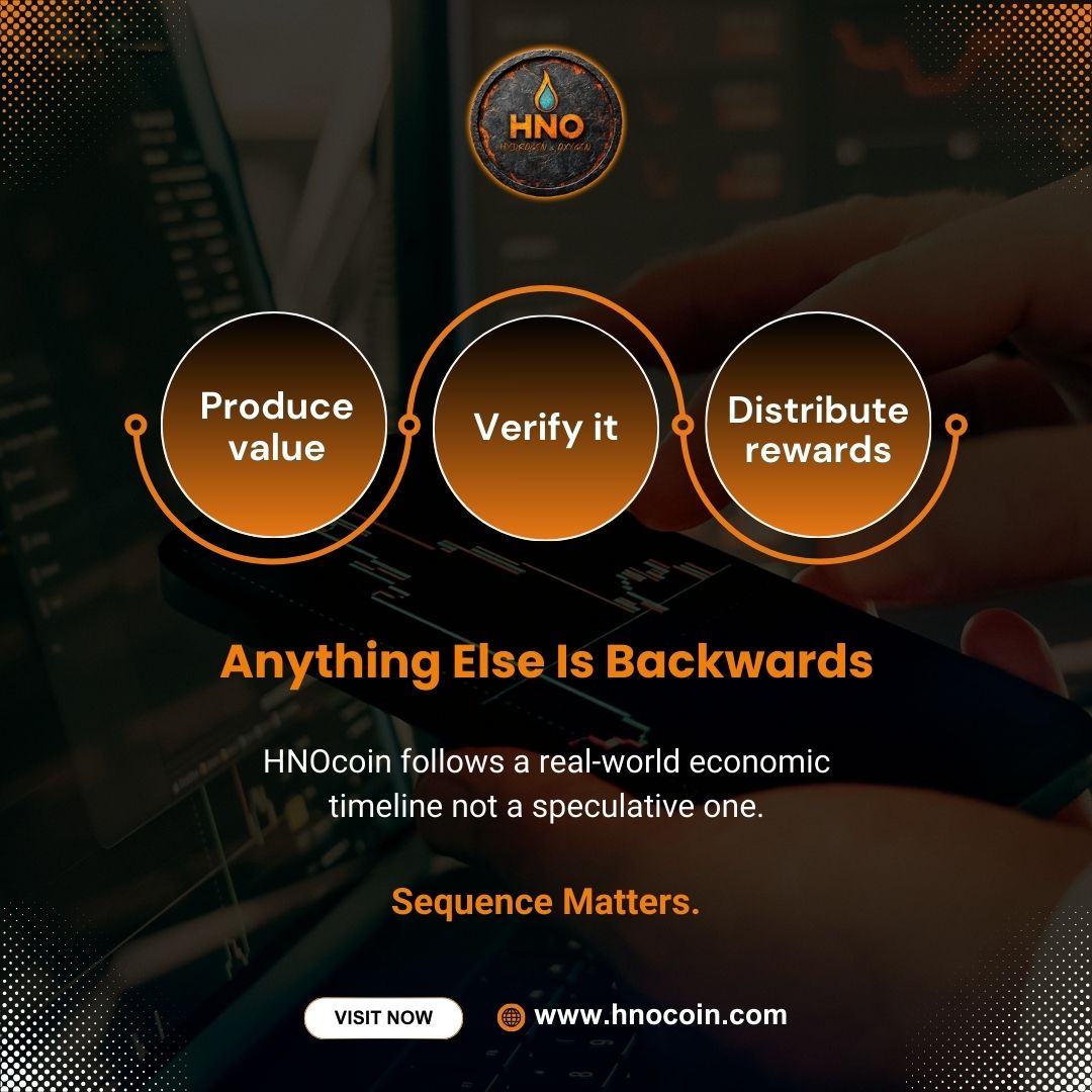 In many systems, rewards come first and explanations come later.

HNOcoin reverses that logic, value is produced, verified, and then shared.

Because real economies have order.

#hnocoin #economicsequence #systemlogic #cryptodesign #web3economics