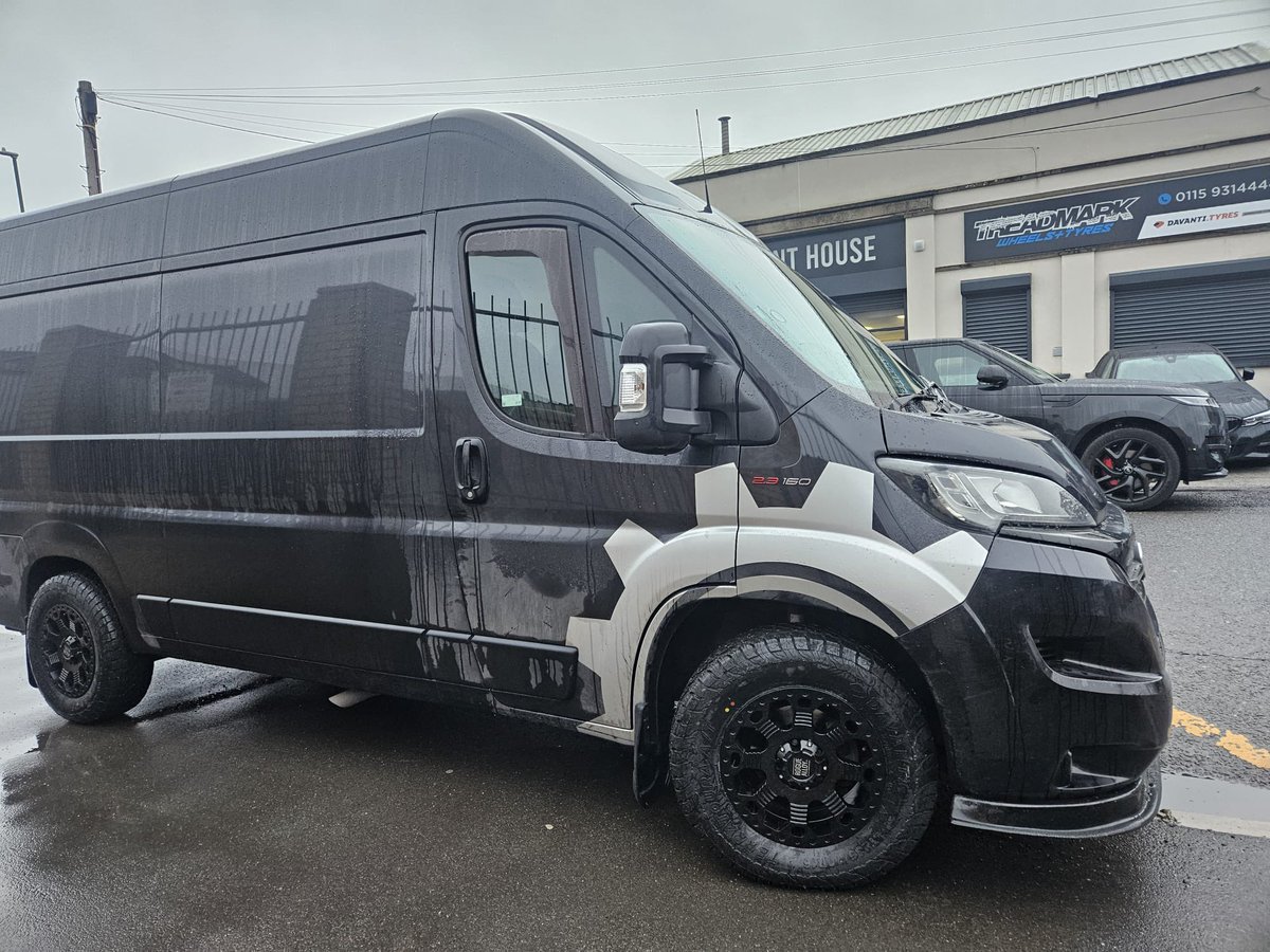 Treadmarkltd's tweet photo. Another van sorted with a proper upgrade. These monster alloys from Rogue Alloys have just been fitted and wrapped in @Davanti_Tyres, giving this build a tougher look and the grip to match.

#RogueAlloys #DavantiTyres #WheelUpgrade #VanBuild #TreadmarkWheelsAndTyres https://t.co/6AlESr1nrl