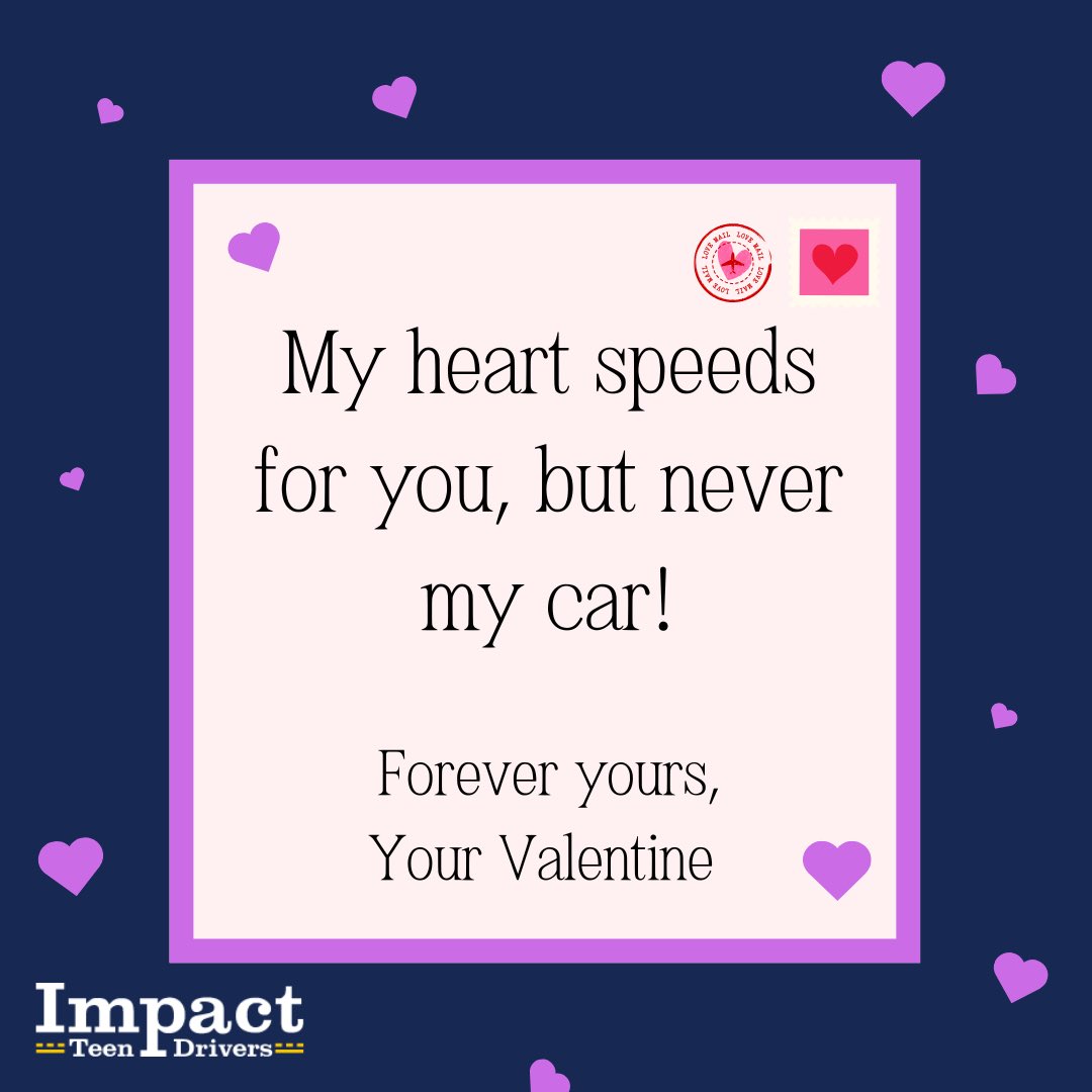 💌 Did you know it’s Speed Safety Awareness Month?

💌 My heart speeds for you, but never my car!

Repost or grab the Valentines directly from SpeakUp4Safety.org! 

#SlowDown #SpeakUp4Safety #DriveSafeValentine #SpeedSafetyAwarenessMonth